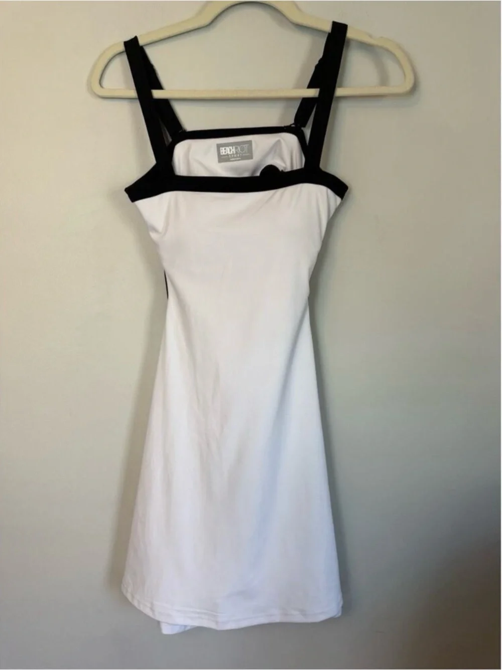 Beach Riot White Sage Athletic Mini Dress with Black Trim